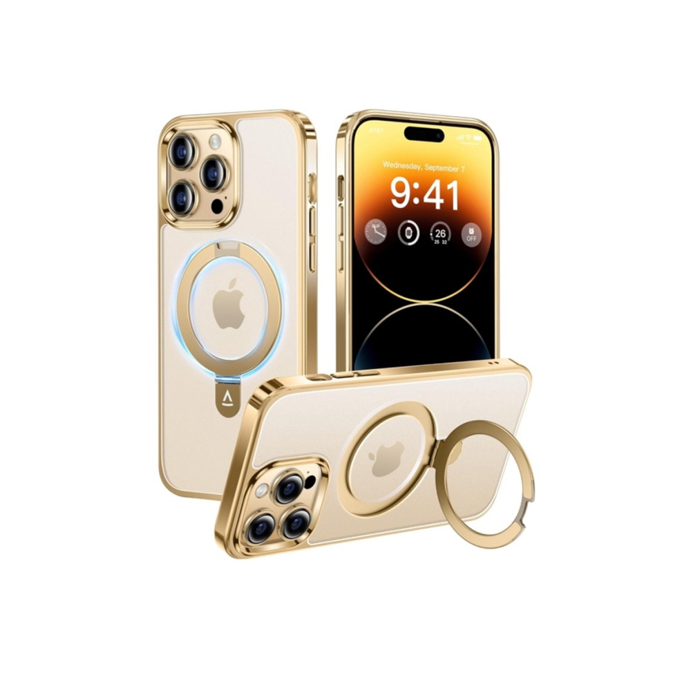 iPhone 14 Pro Max Clear Case Gold Stand for MagSafe